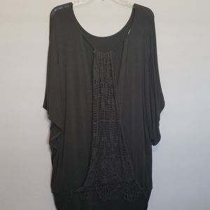 Maurices olive green crochet back top